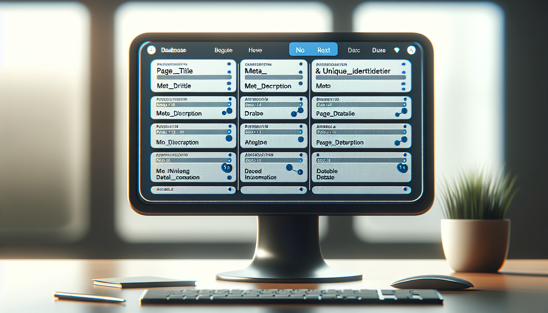 Airtable setup with SEO database fields visible on screen.