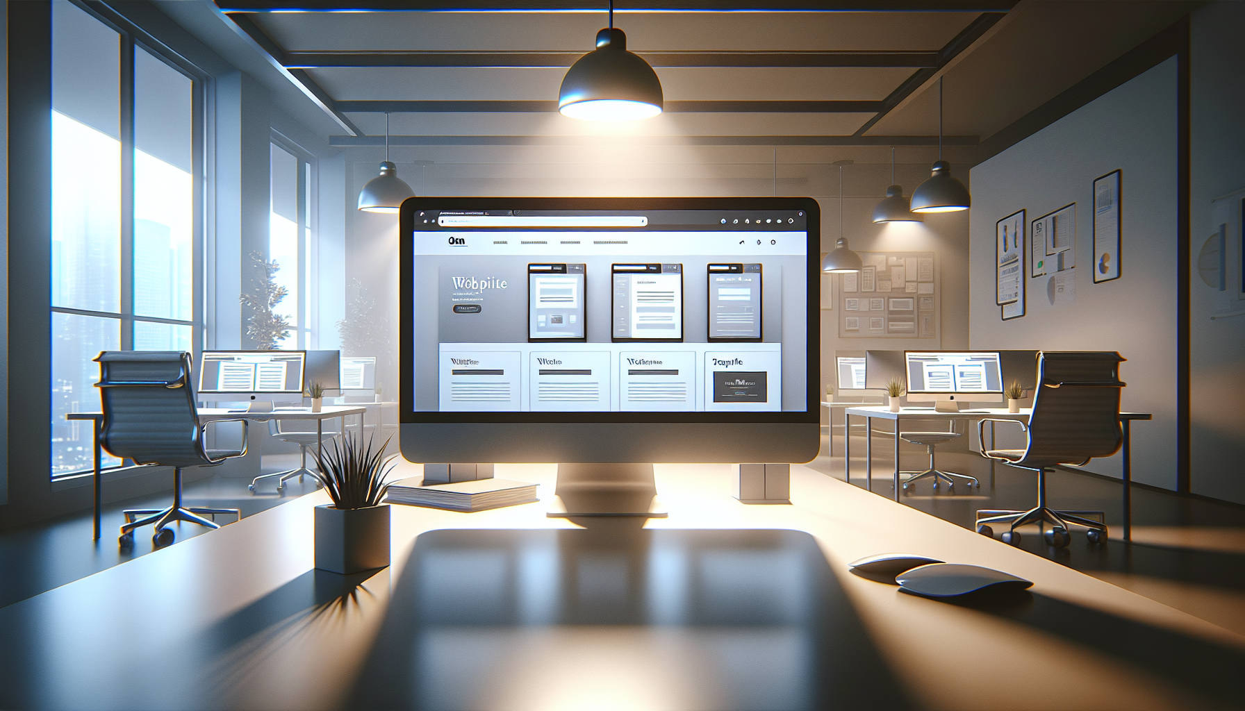 Computer screen showing website with many template variations.