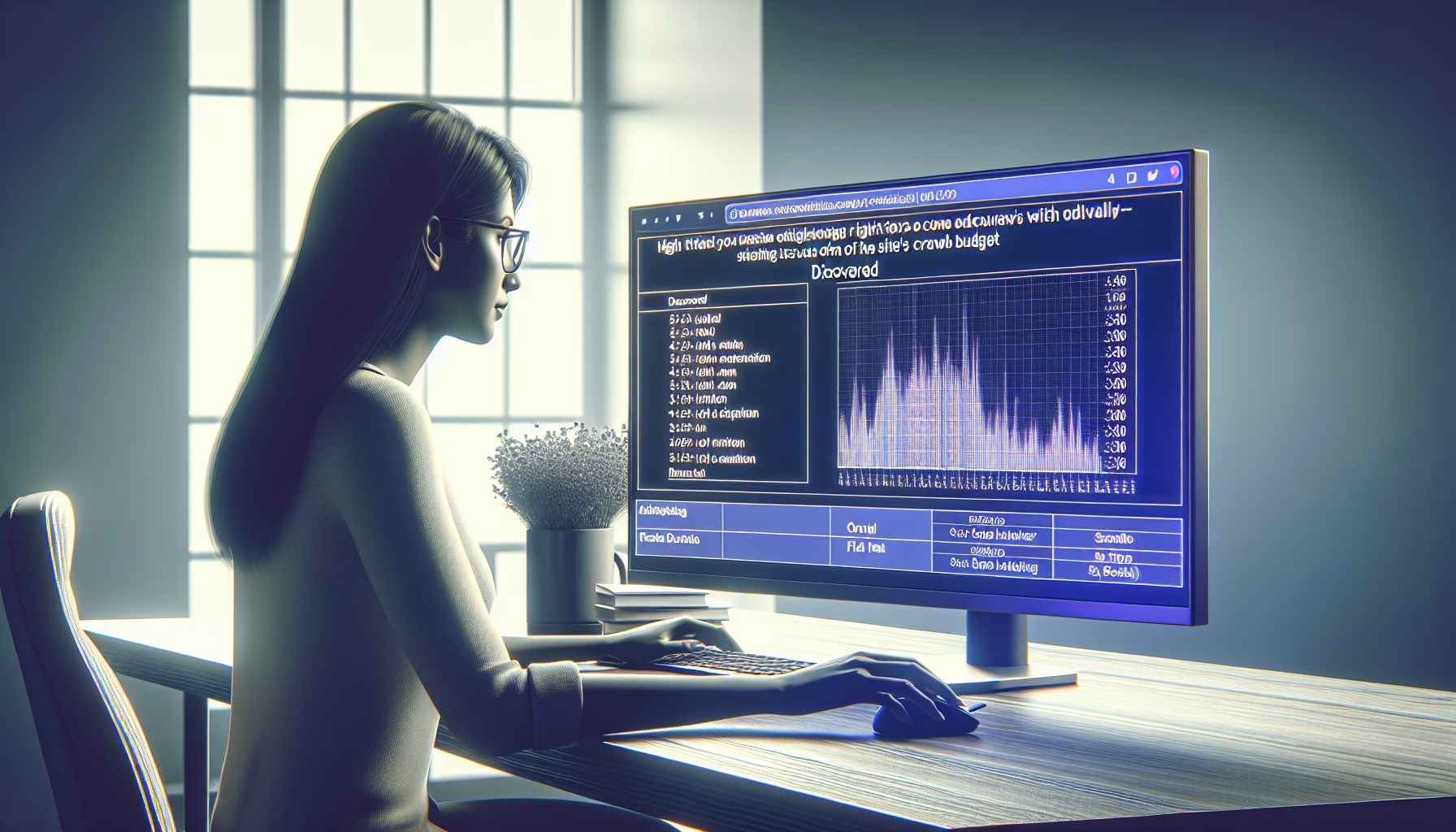Analyst reviewing crawl data with high Discovered ratios.