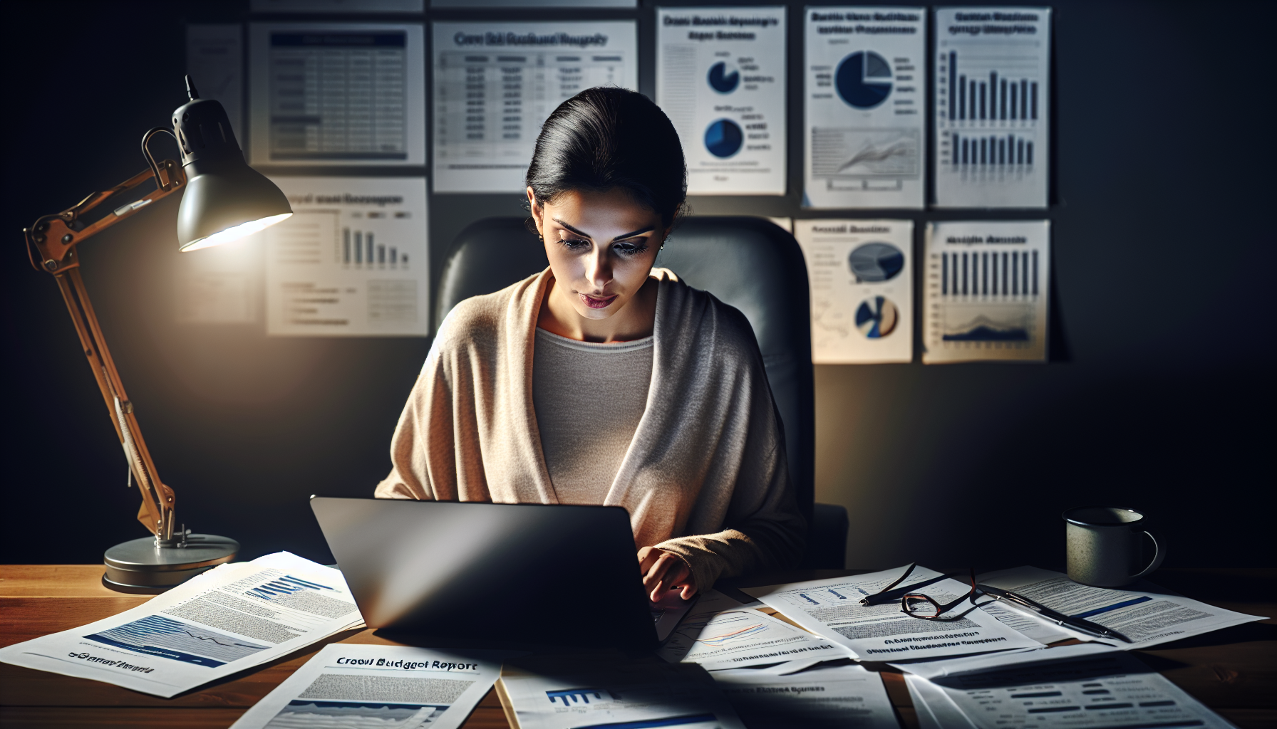 Analyst reviewing crawl budget reports on a laptop.