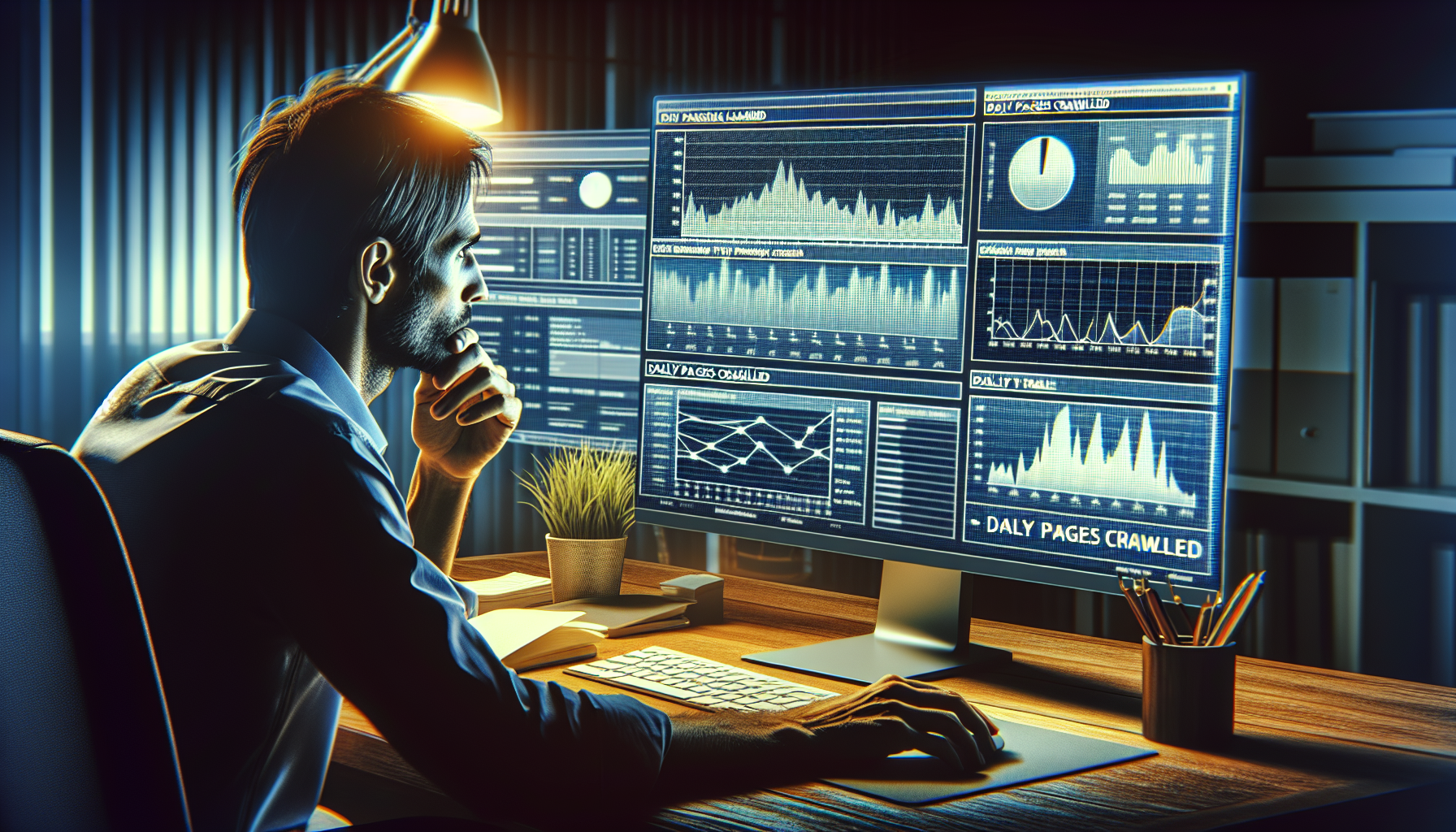 IT specialist reviewing crawl budget on Google Search Console.