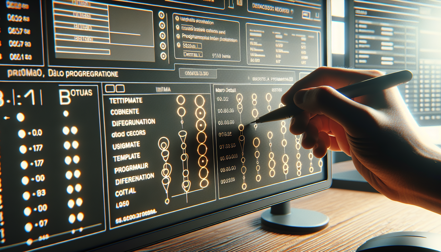Computer screen with database highlighting unique data points.
