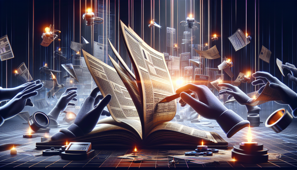 3D digital pages with SEO metrics in high-contrast lighting.