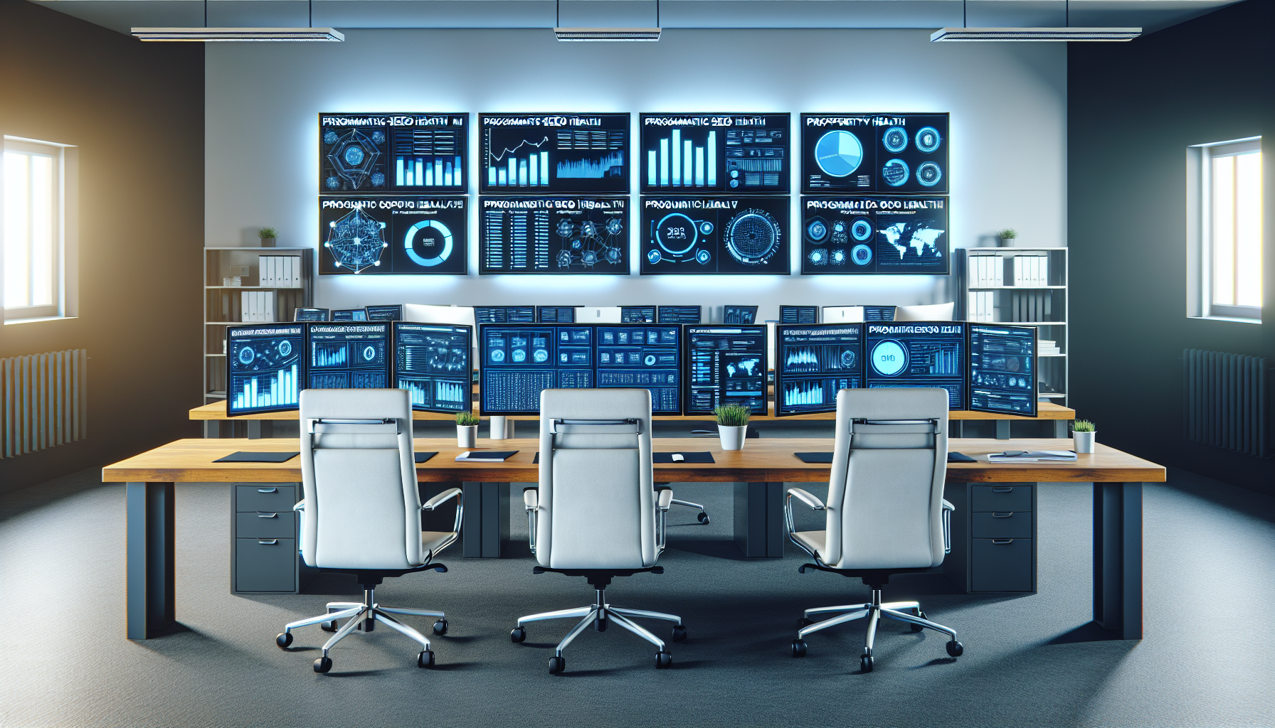Workspace with monitors showing GSC setup for SEO dashboards.