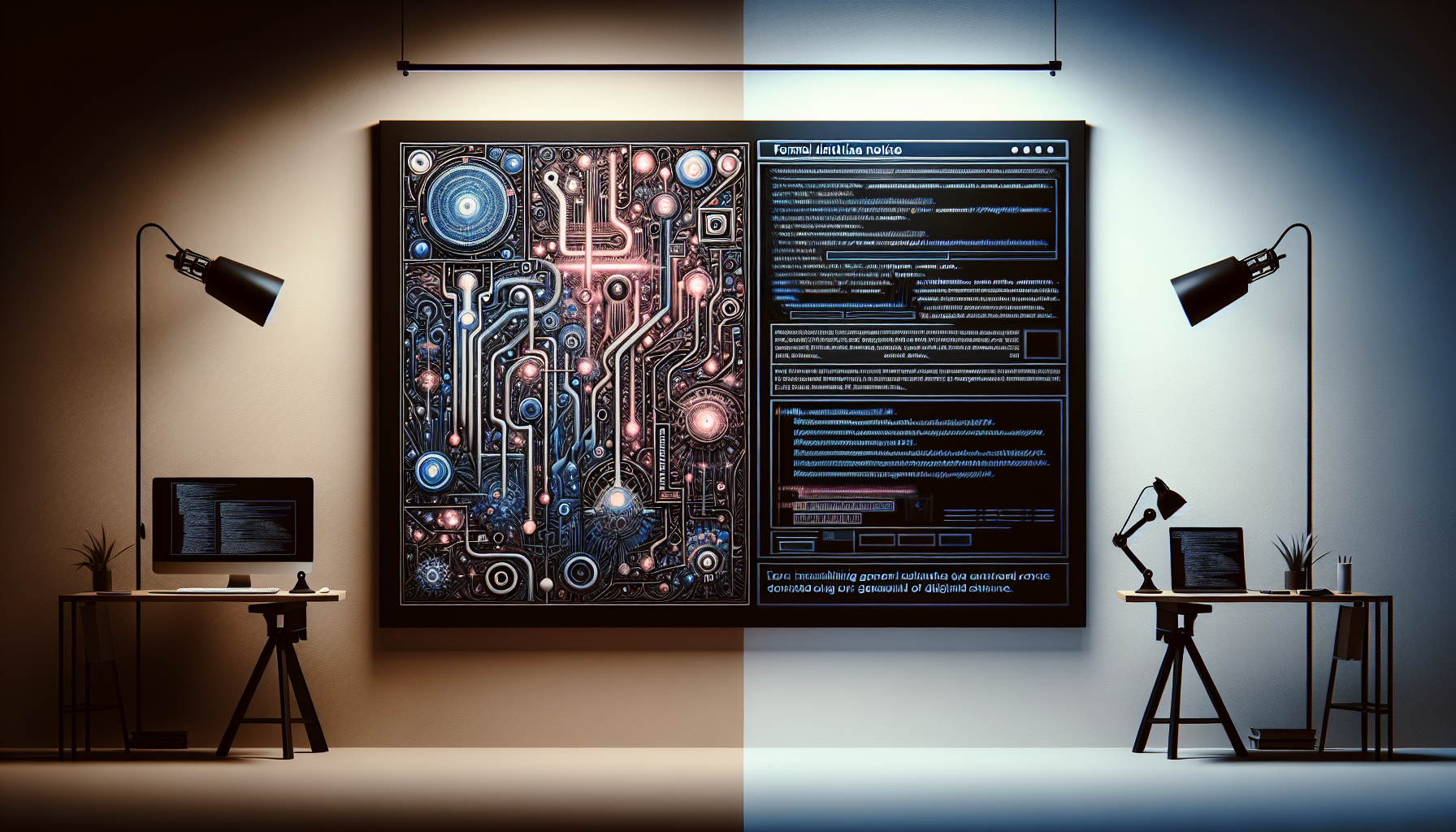 Two panels: Google notice and algorithmic data streams.