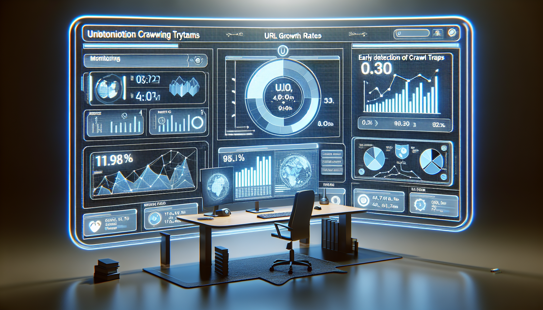 Dashboard screen with monitoring statistics for URL growth rates.