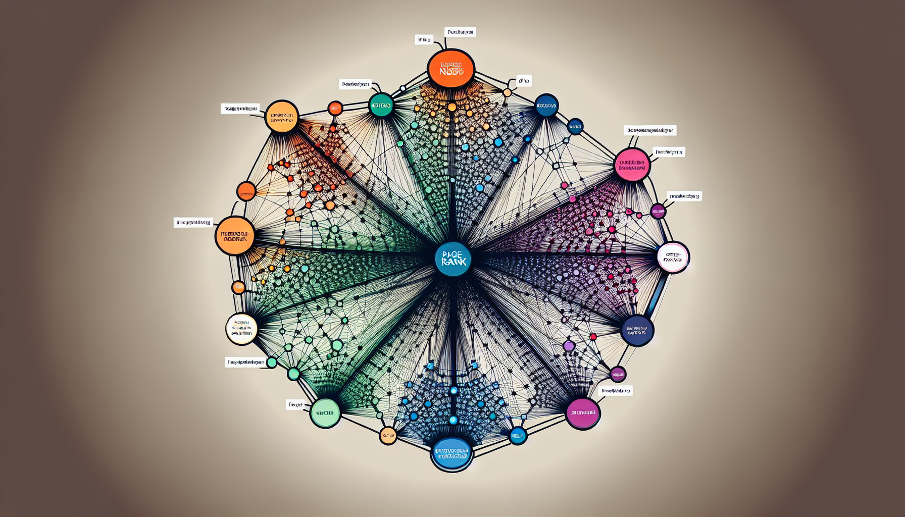 Diagram showing PageRank distribution with connected nodes.