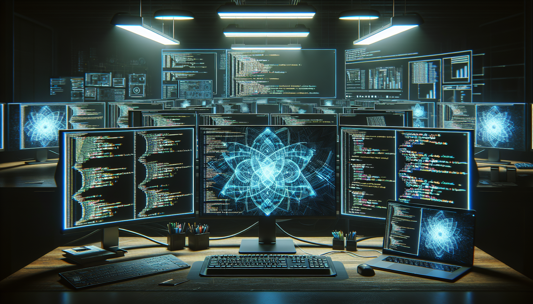 Programmer's workstation with code highlighting wildcard patterns.
