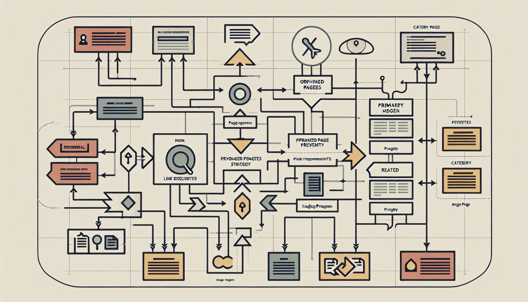 Flowchart of orphaned page prevention strategy with link pathways.