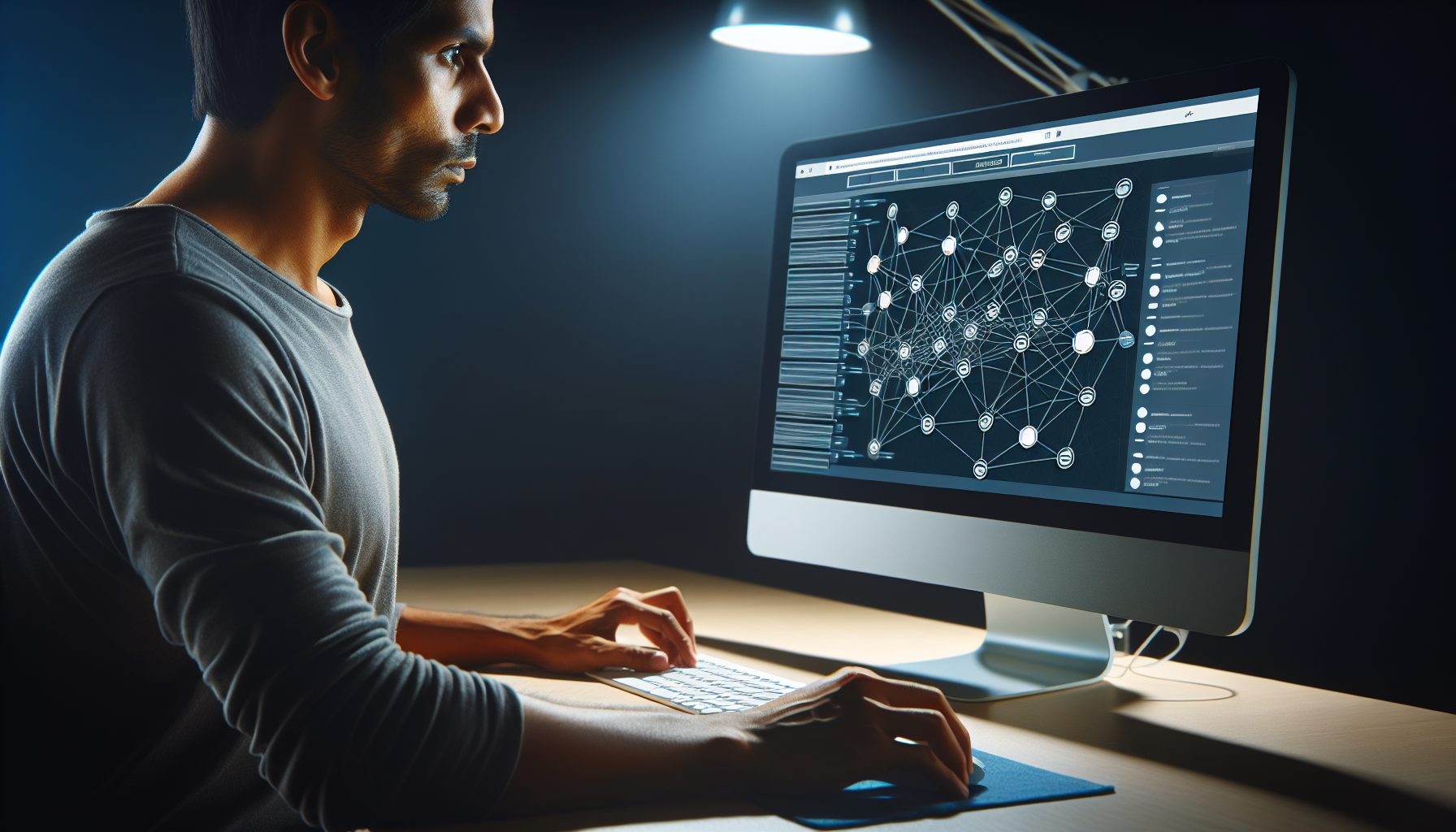 Developer adjusting website internal links on a network diagram.