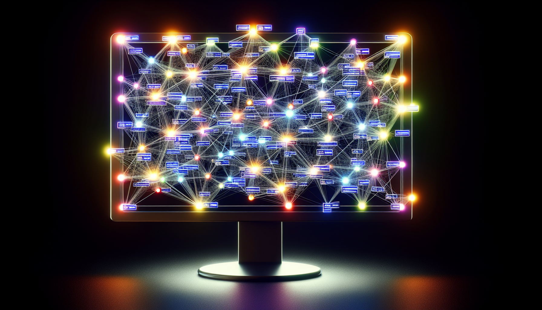 Website's internal link architecture on a monitor.