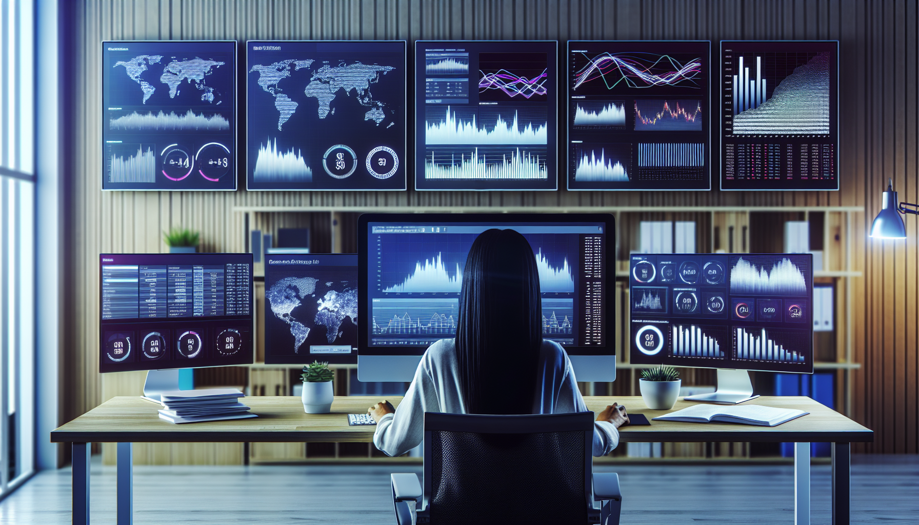 Analyst's workspace with screens showing crawl tool pricing charts.