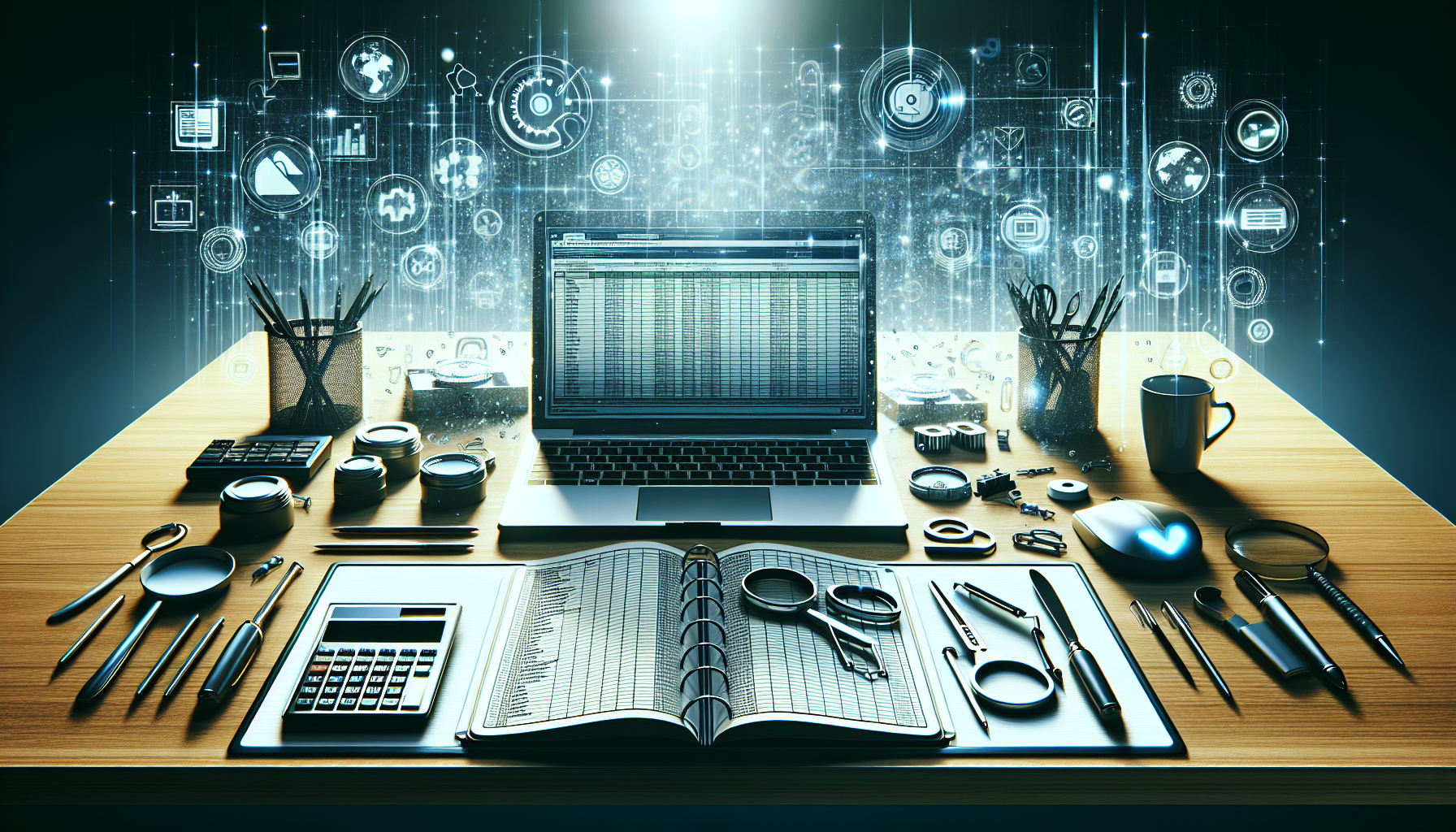 Laptop with spreadsheet and web development tools on a clean desk.