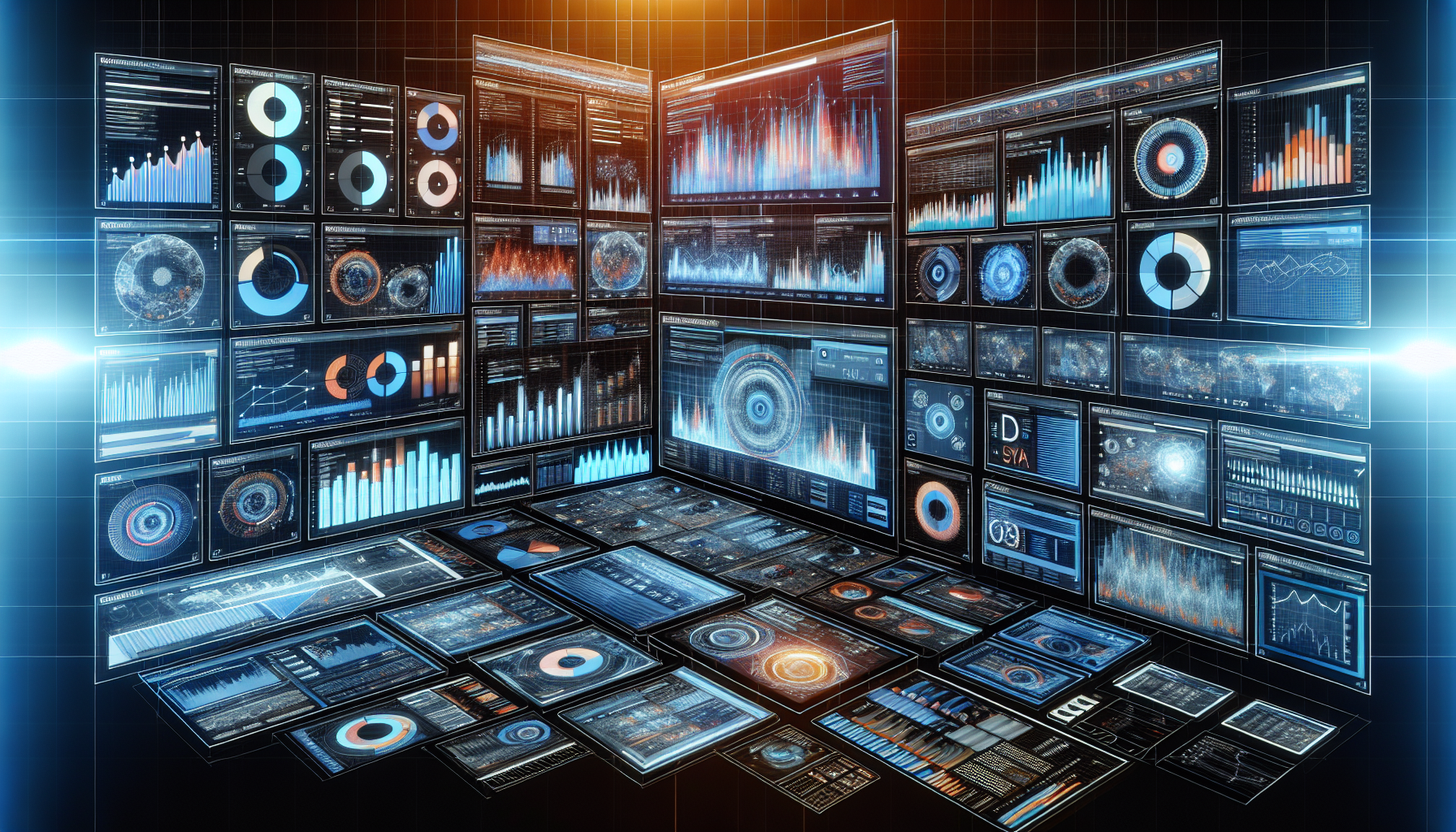 Multiple screens showing website engagement metrics in a monitoring system.