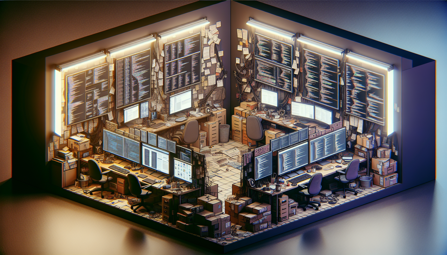 Two workstations; one with Webflow interface, another with coding for Next.js.