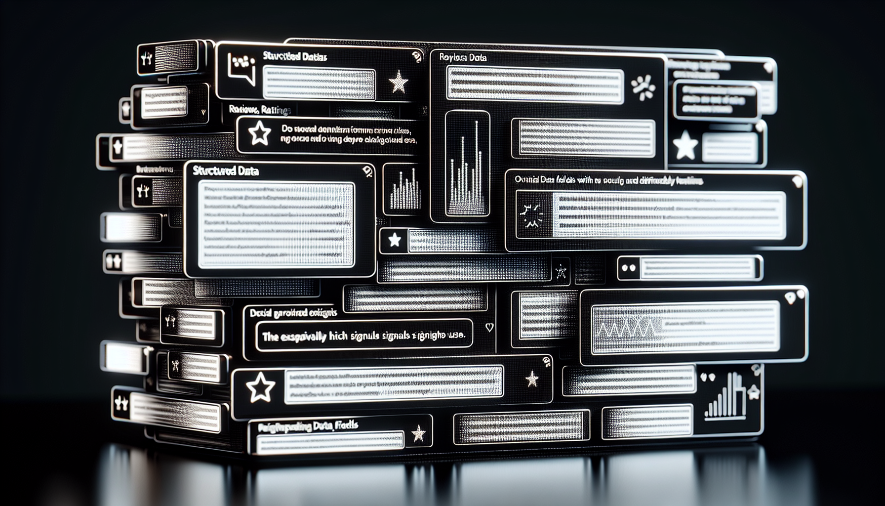 Screen showing structured data fields like reviews and ratings.